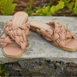 Vionic Braided Cross Strap Slides Kalina in‎ Macaroon Size 6